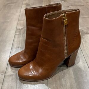 MICHAEL Michael Kors Brown Leather Zip Ankle Booties